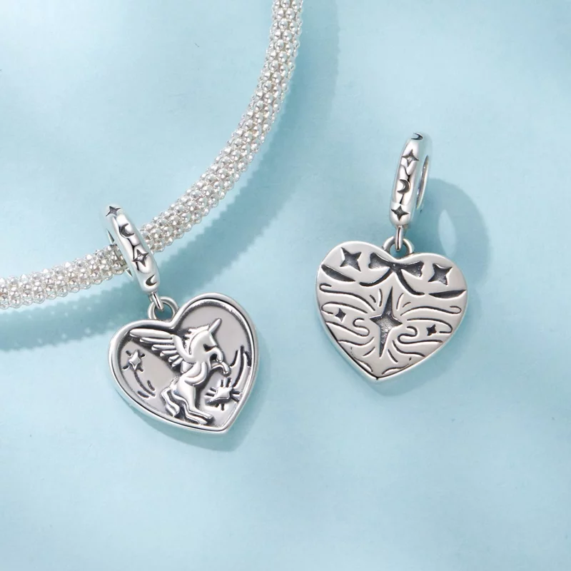(image pour) Pendentif Charme Licorne Pandora en Argent 925 - Cœur Oxydé - SCC3104 - Afficher 4