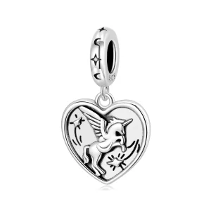 (image pour) Pendentif Charme Licorne Pandora en Argent 925 - Cœur Oxydé - SCC3104