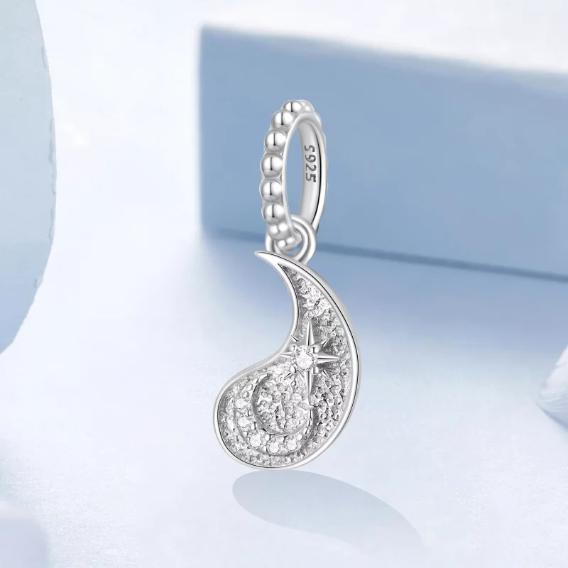 (image pour) Pendentif Pandora Style Tai Chi Yin Yang Étoile Lune en Argent 925 plaqué Platin - Afficher 2