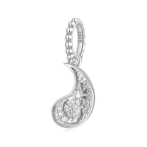 (image pour) Pendentif Pandora Style Tai Chi Yin Yang Étoile Lune en Argent 925 plaqué Platine avec Zirconium Cubique - BSC1142