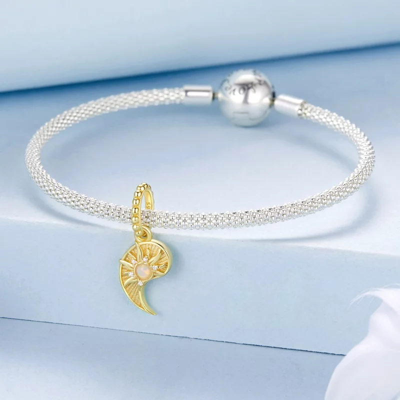 (image pour) Pendentif Pandora Style Tai Chi Yin Yang Soleil en Argent 925 Sterling avec Opal - Afficher 3