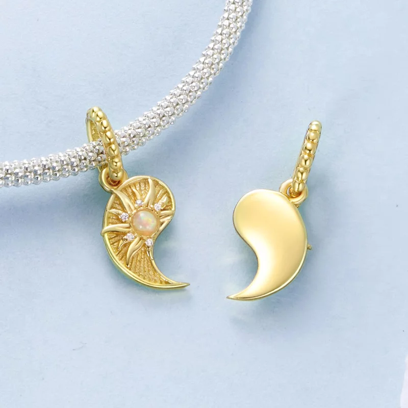 (image pour) Pendentif Pandora Style Tai Chi Yin Yang Soleil en Argent 925 Sterling avec Opal - Afficher 4