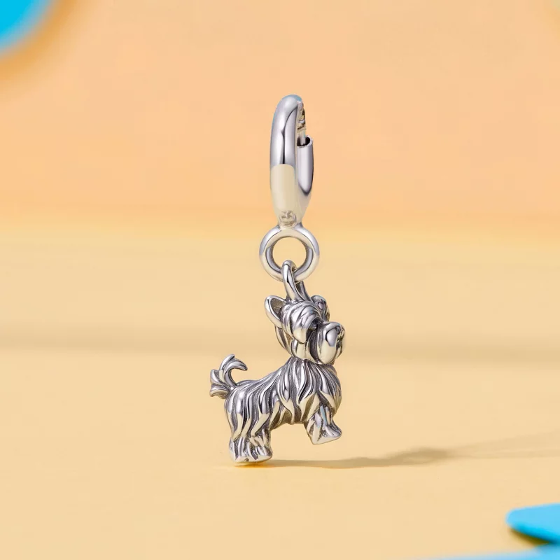 (image pour) Pendentif Pandora Style Yorkshire Terrier en Argent 925 - Charme Animal Oxydé - - Afficher 2