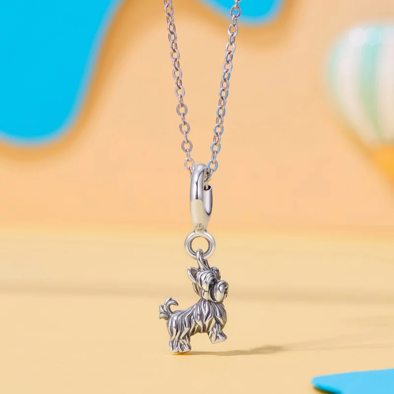(image pour) Pendentif Pandora Style Yorkshire Terrier en Argent 925 - Charme Animal Oxydé - - Afficher 3