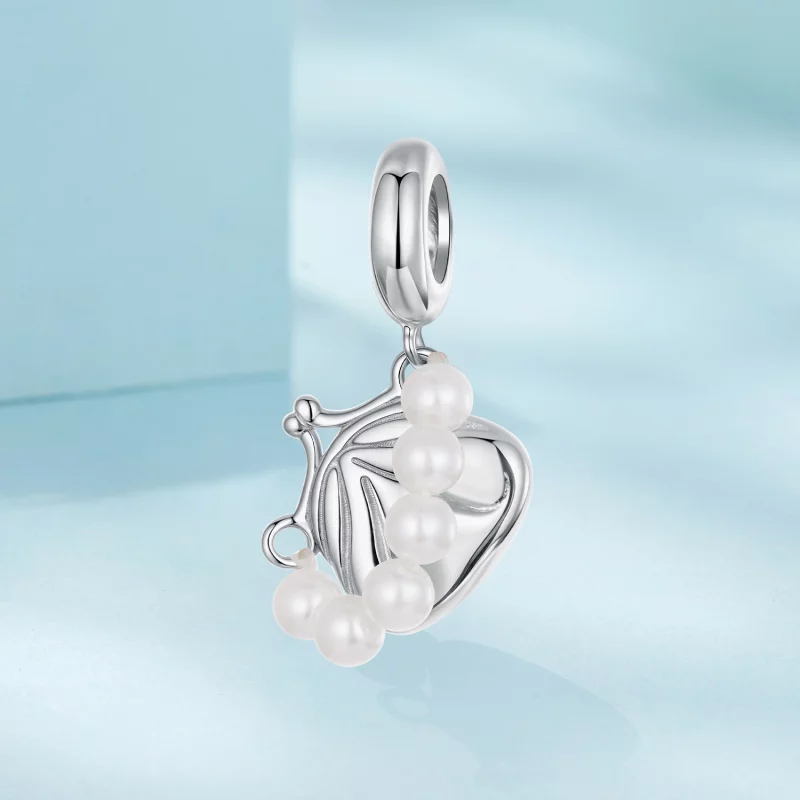 (image pour) Pendentif Sac à Main en Argent Sterling 925 Plaqué Platine avec Perle Pandora St - Afficher 2