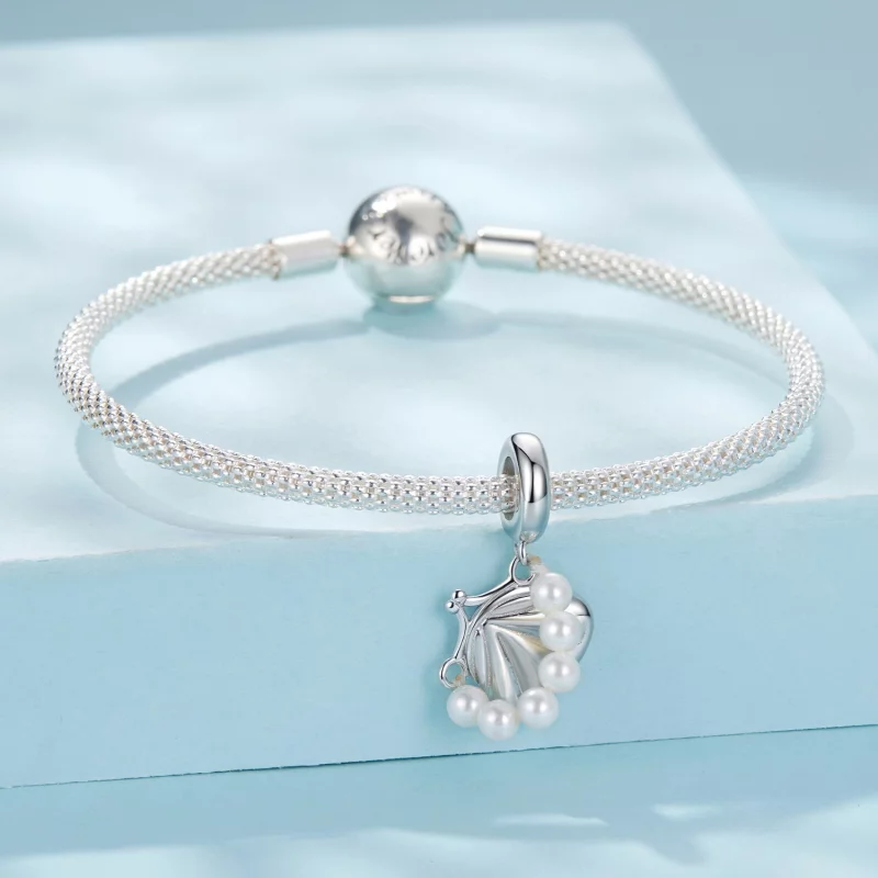(image pour) Pendentif Sac à Main en Argent Sterling 925 Plaqué Platine avec Perle Pandora St - Afficher 3