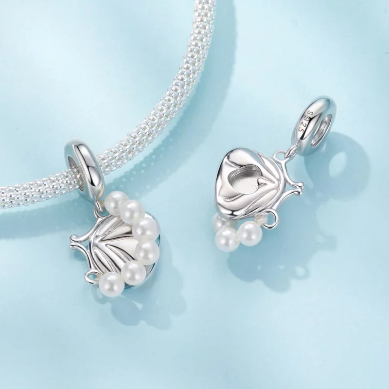 (image pour) Pendentif Sac à Main en Argent Sterling 925 Plaqué Platine avec Perle Pandora St - Afficher 4