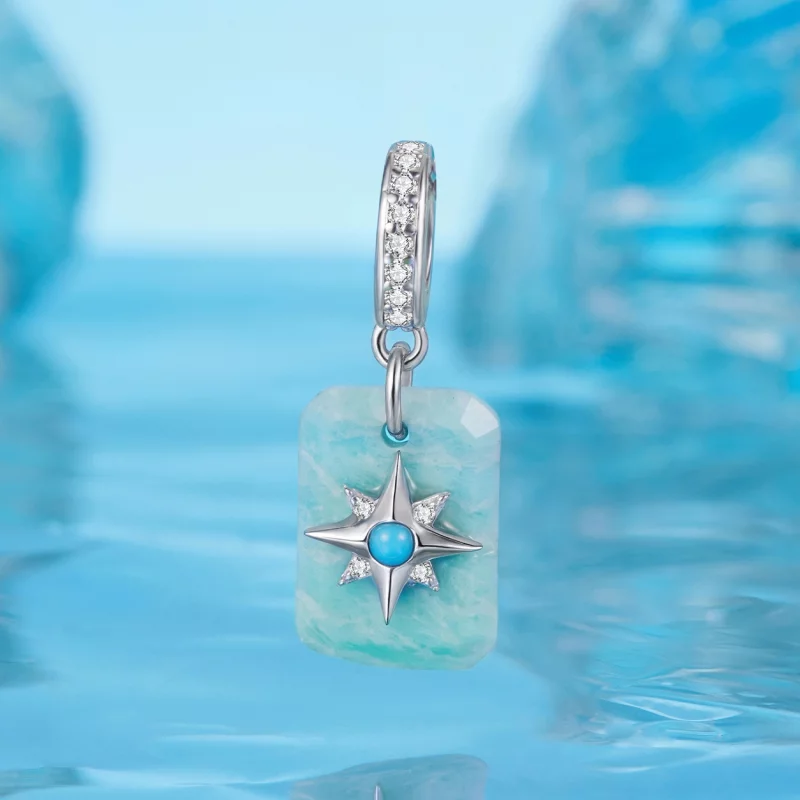 (image pour) Pendentif Pandora Style en Argent 925 Starlight Amazonite avec Turquoise Synthét - Afficher 2