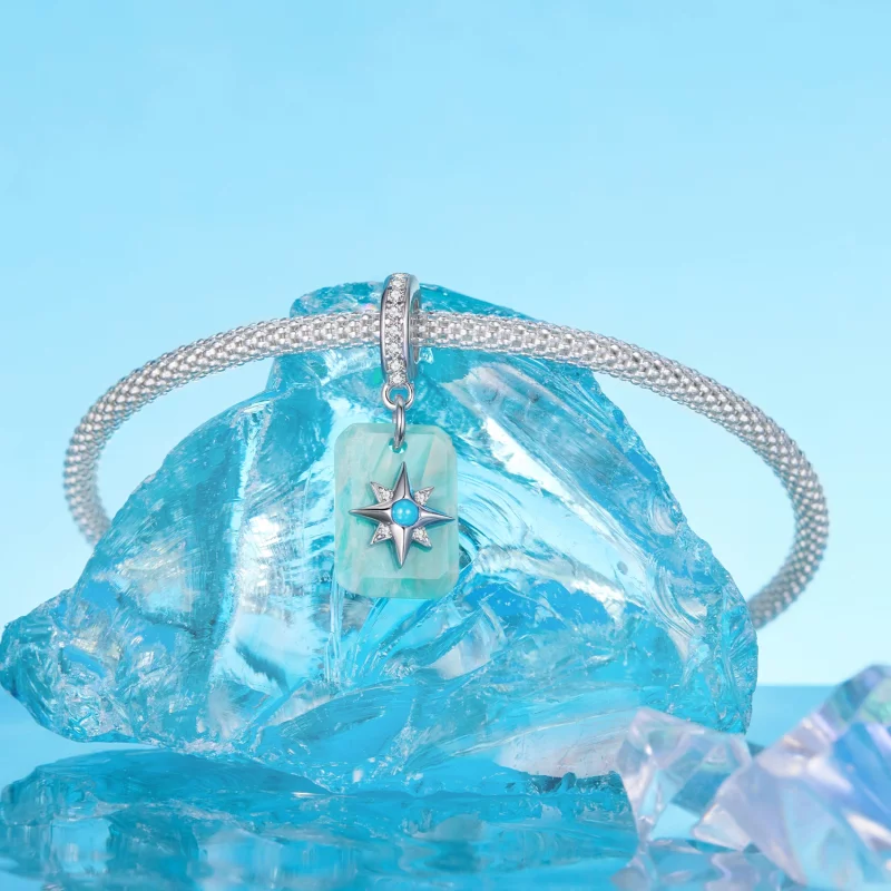 (image pour) Pendentif Pandora Style en Argent 925 Starlight Amazonite avec Turquoise Synthét - Afficher 3