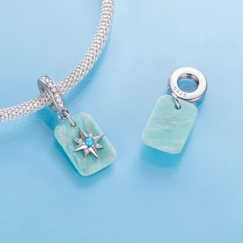 (image pour) Pendentif Pandora Style en Argent 925 Starlight Amazonite avec Turquoise Synthét - Afficher 4