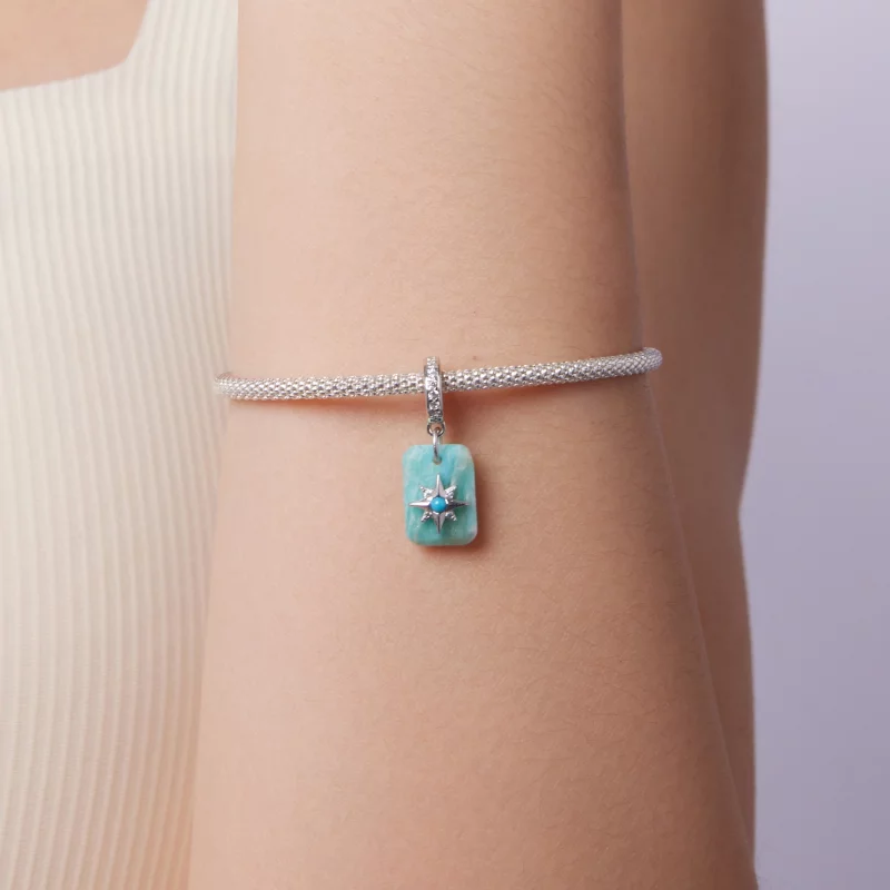 (image pour) Pendentif Pandora Style en Argent 925 Starlight Amazonite avec Turquoise Synthét - Afficher 6