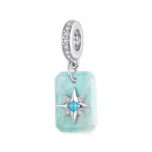 (image pour) Pendentif Pandora Style en Argent 925 Starlight Amazonite avec Turquoise Synthétique, Zirconia et Placage Platine - BSC1146