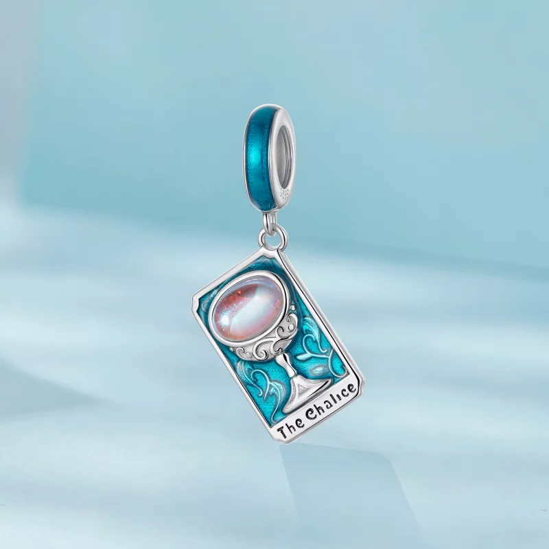 (image pour) Pendent Tarot Calice Pandora en Argent 925 plaqué Or Blanc - Charme Mystique Éma - Afficher 2