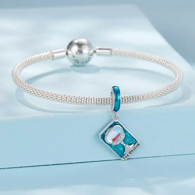 (image pour) Pendent Tarot Calice Pandora en Argent 925 plaqué Or Blanc - Charme Mystique Éma - Afficher 3