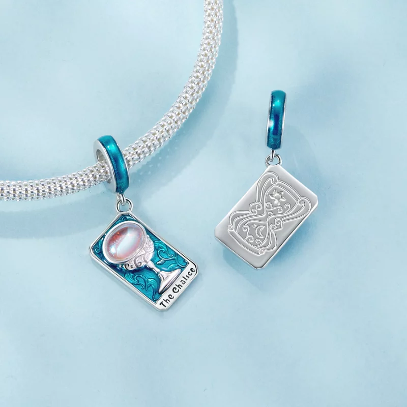 (image pour) Pendent Tarot Calice Pandora en Argent 925 plaqué Or Blanc - Charme Mystique Éma - Afficher 4