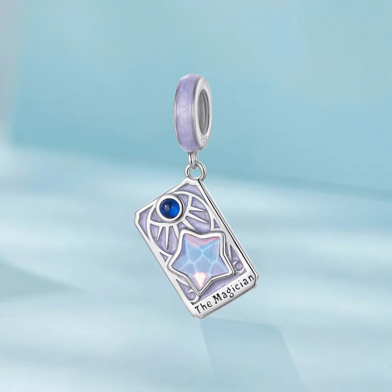 (image pour) Pendentif Tarot Magicien Pandora Style en Argent 925 plaqué Or Blanc - Charme en - Afficher 2
