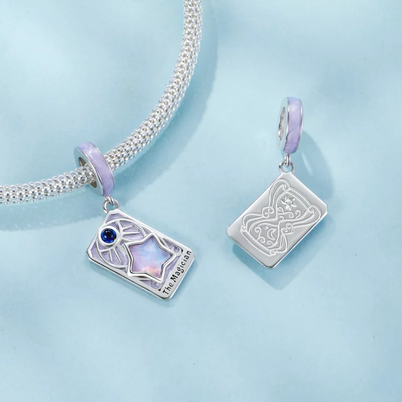 (image pour) Pendentif Tarot Magicien Pandora Style en Argent 925 plaqué Or Blanc - Charme en - Afficher 4
