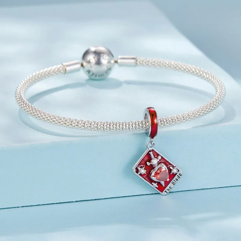 (image pour) Pendentif Tarot Épées Pandora en Argent 925 Plaqué Or Blanc - Charme Sagesse Éma - Afficher 3