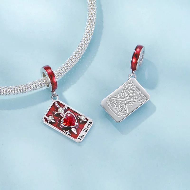 (image pour) Pendentif Tarot Épées Pandora en Argent 925 Plaqué Or Blanc - Charme Sagesse Éma - Afficher 4