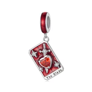 (image pour) Pendentif Tarot Épées Pandora en Argent 925 Plaqué Or Blanc - Charme Sagesse Émail et Zirconium - SCC3144
