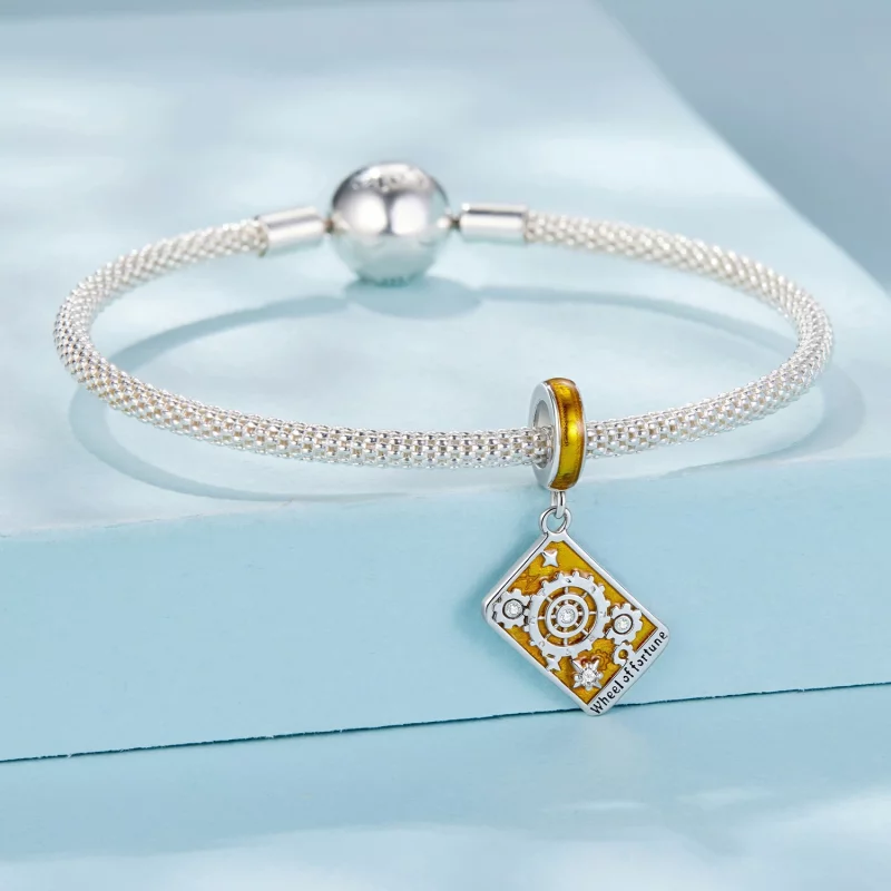 (image pour) Pendentif Tarot Roue de la Fortune en Argent 925 Plaqué Or Blanc Pandora Style - - Afficher 3