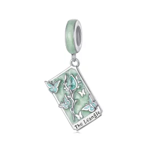 (image pour) Pendentif Tarot des Baguettes en Argent Sterling 925 Plaqué Or Blanc Pandora - Charme de Force en Émail et Zirconium - SCC3143