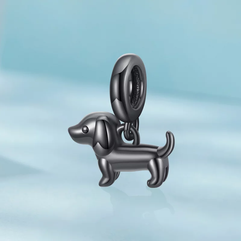 (image pour) Pendent Chien Teckel Pandora en Argent 925 plaqué Or Noir - SCC3109 - Afficher 2