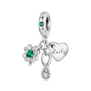 (image pour) Pendent Pandora Style Trèfle à Quatre Feuilles Oxydé en Argent 925 avec Zirconium - SCC3113