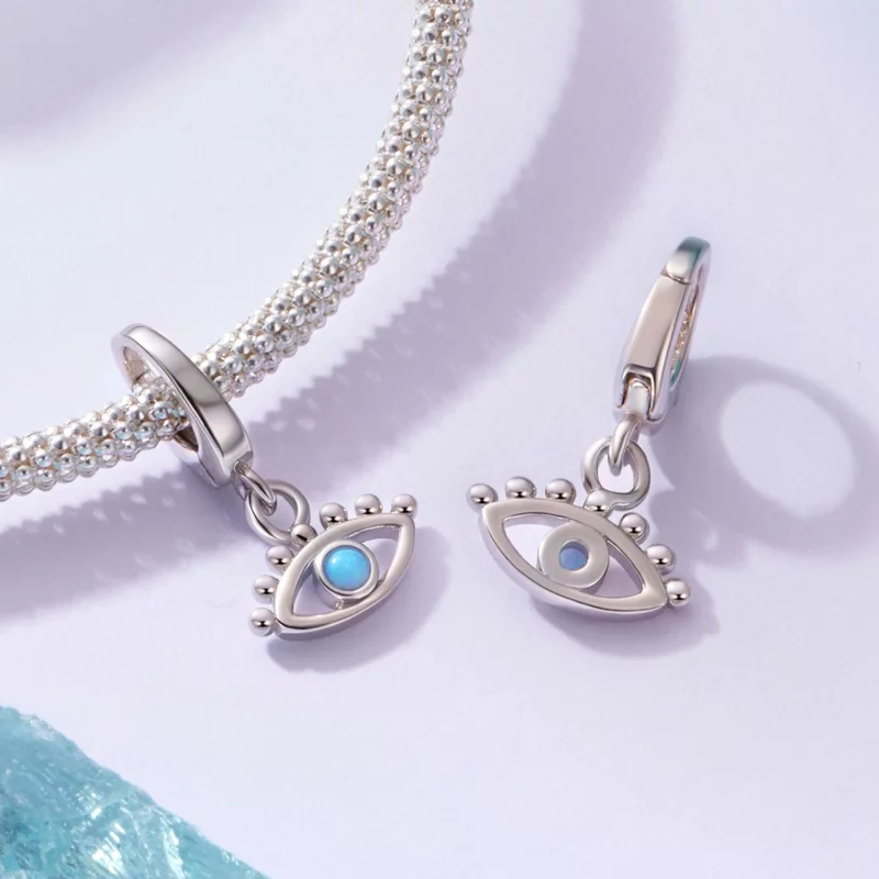 (image pour) Pendentil Œil Maléfique Pandora Style en Argent 925 Plaqué Platine avec Opale Sy - Afficher 4
