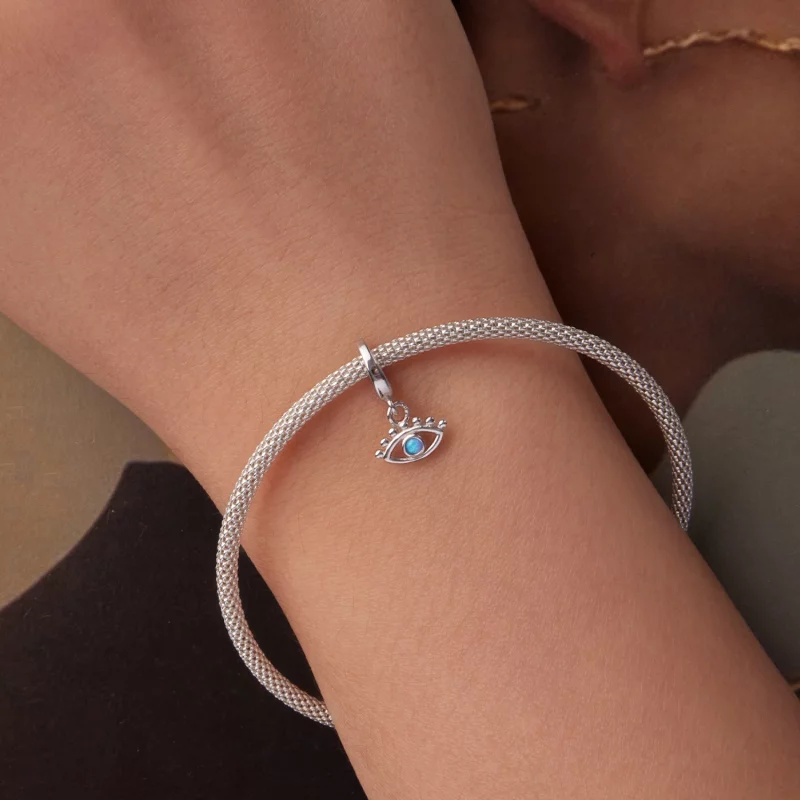 (image pour) Pendentil Œil Maléfique Pandora Style en Argent 925 Plaqué Platine avec Opale Sy - Afficher 5