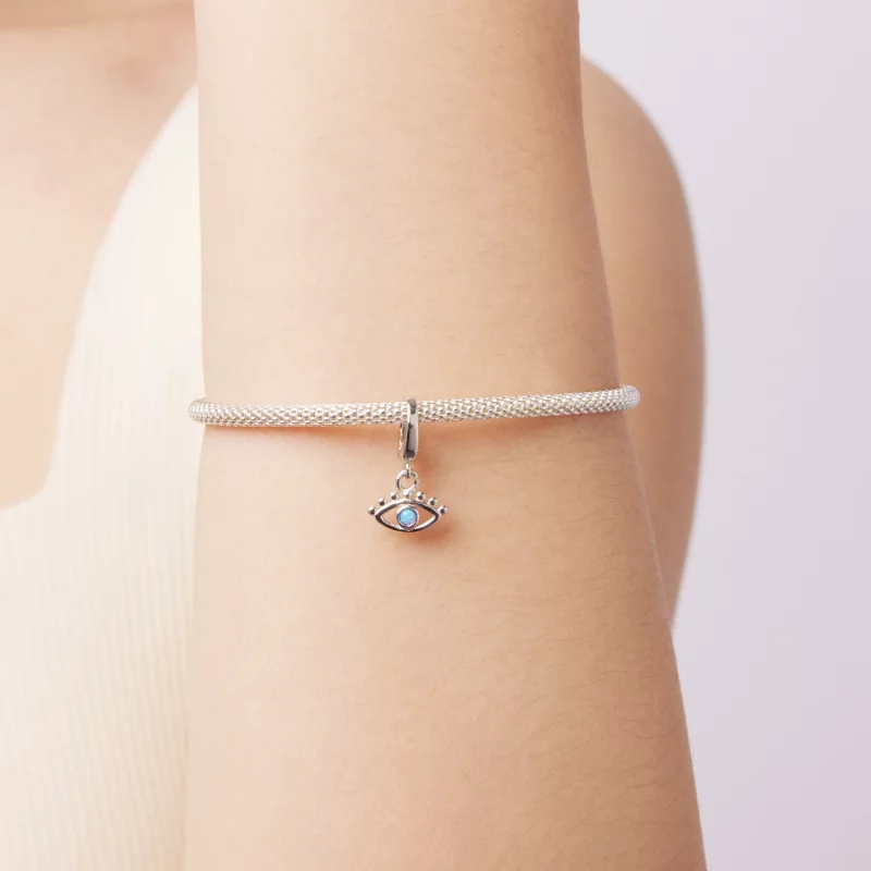 (image pour) Pendentil Œil Maléfique Pandora Style en Argent 925 Plaqué Platine avec Opale Sy - Afficher 6
