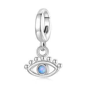 (image pour) Pendentil Œil Maléfique Pandora Style en Argent 925 Plaqué Platine avec Opale Synthétique - BSC1163