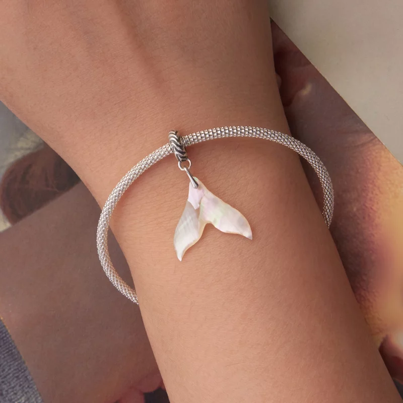 (image pour) Pendue Queue de Sirène en Argent 925 Oxydé Style Pandora - Charme Océan Nacre - - Afficher 5