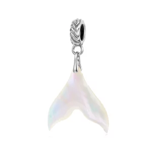 (image pour) Pendue Queue de Sirène en Argent 925 Oxydé Style Pandora - Charme Océan Nacre - SCC3095