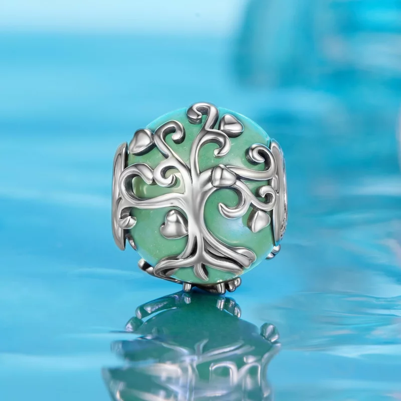(image pour) Perle Arbre de Vie en Aventurine en Argent 925 Pandora Style avec Aventurine Syn - Afficher 2