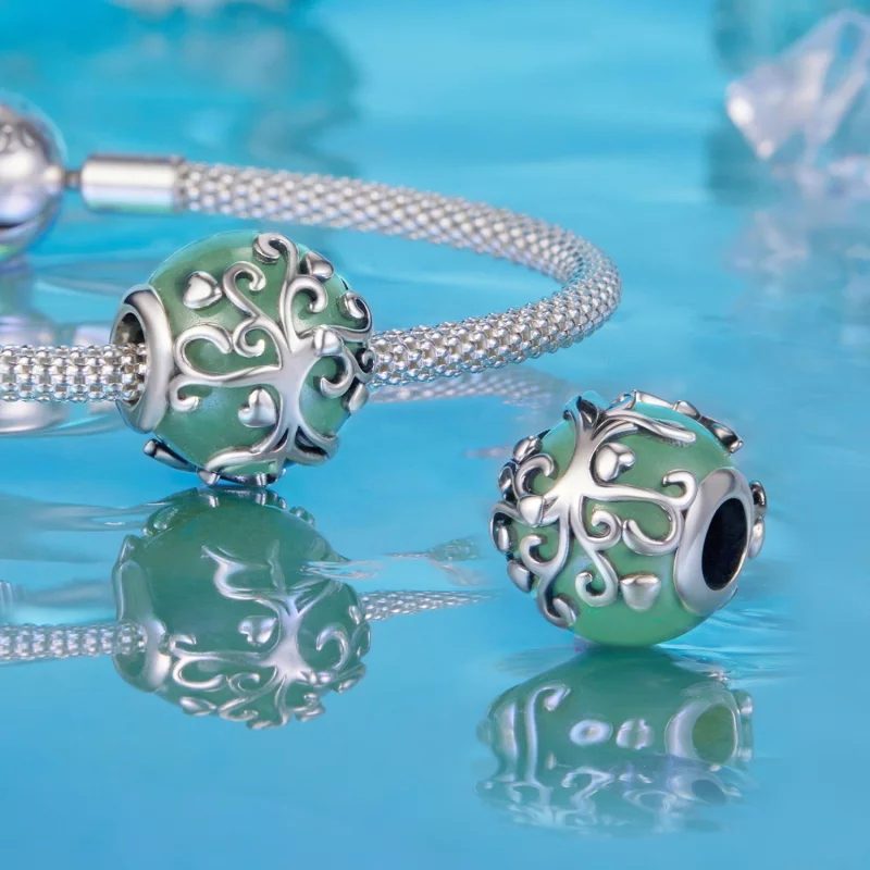 (image pour) Perle Arbre de Vie en Aventurine en Argent 925 Pandora Style avec Aventurine Syn - Afficher 4