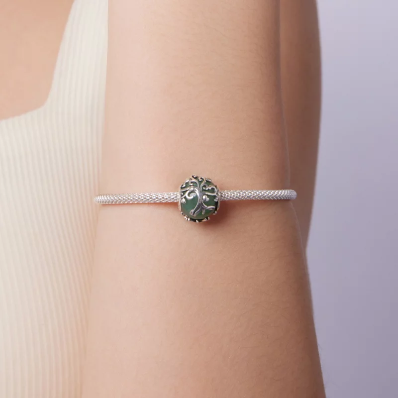(image pour) Perle Arbre de Vie en Aventurine en Argent 925 Pandora Style avec Aventurine Syn - Afficher 7