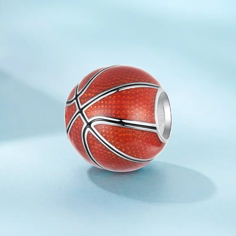 (image pour) Pandora Style 925 Argent Sterling Charme Perle Basketball - Finition Émaillée et - Afficher 2