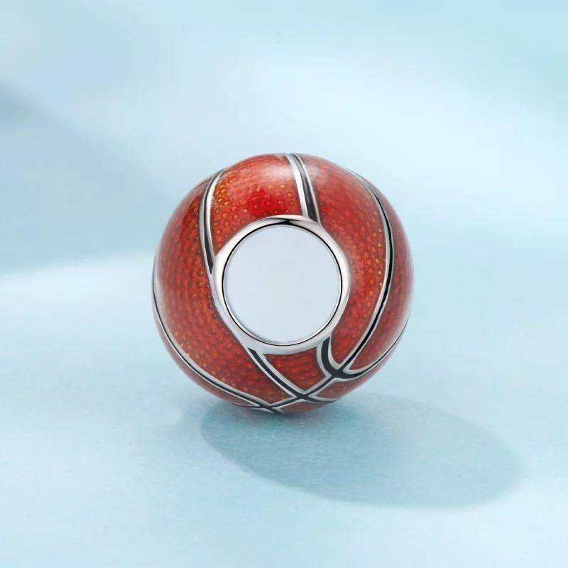 (image pour) Pandora Style 925 Argent Sterling Charme Perle Basketball - Finition Émaillée et - Afficher 3