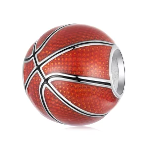 Pandora Style 925 Argent Sterling Charme Perle Basketball - Finition Émaillée et Oxydée - SCC3101 (image pour) Pandora Style 925 Argent Sterling Charme Perle Basketball - Finition Émaillée et Oxydée - SCC3101