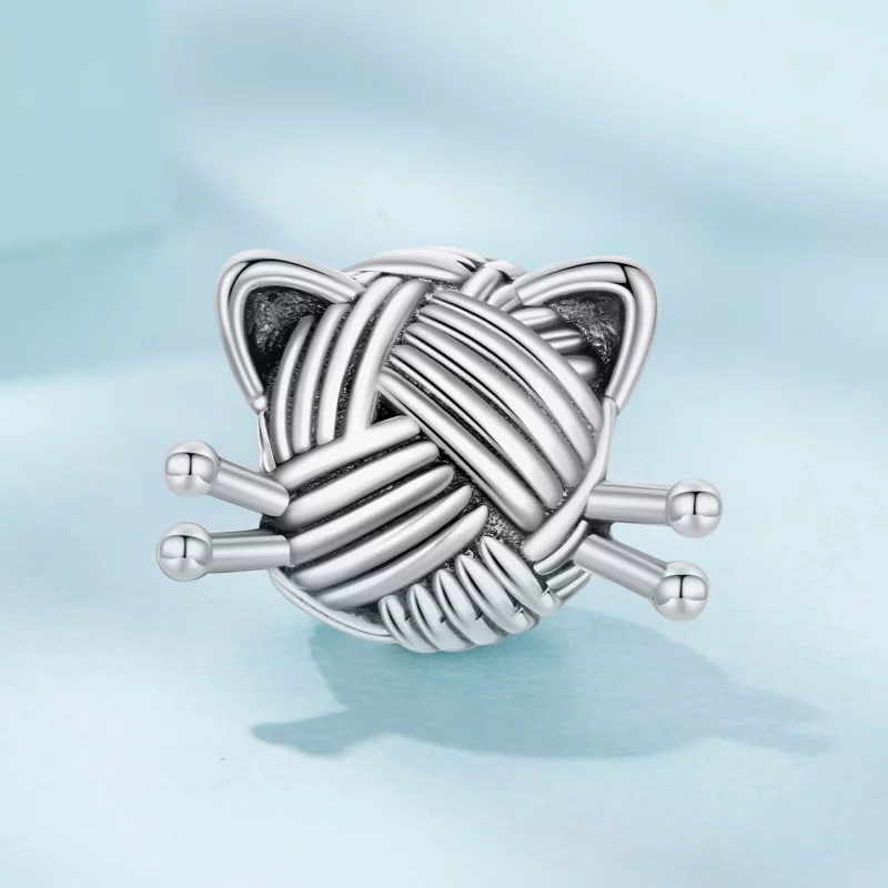 (image pour) Perle Pandora Style en Argent 925 Oxydé avec Chat et Pelote de Laine - Charme Tr - Afficher 2