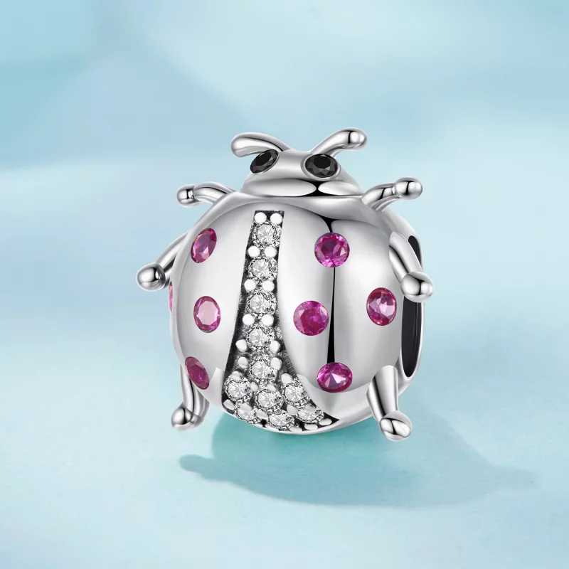 (image pour) Perle Pandora Style Coccinelle en Argent 925 Oxydé - Zircone Rose - SCC3094 - Afficher 2