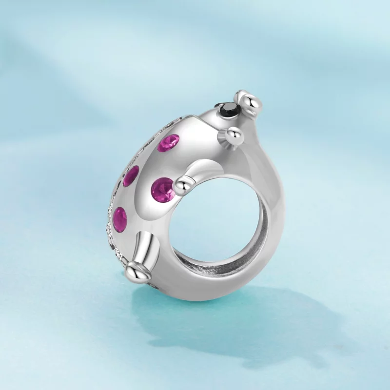 (image pour) Perle Pandora Style Coccinelle en Argent 925 Oxydé - Zircone Rose - SCC3094 - Afficher 3