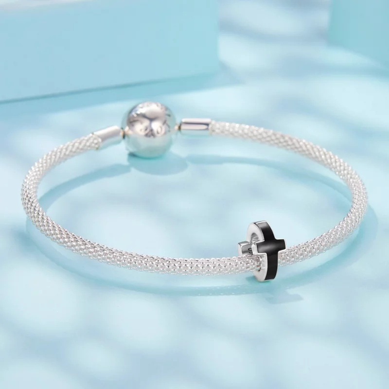(image pour) Perle de séparation Croix oxydée en argent 925 Pandora Style - Charme émaillé - - Afficher 5