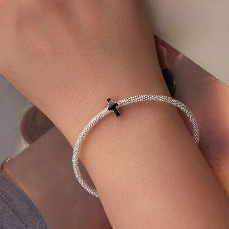 (image pour) Perle de séparation Croix oxydée en argent 925 Pandora Style - Charme émaillé - - Afficher 6