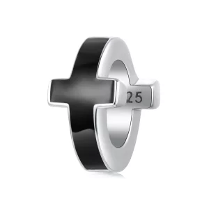 (image pour) Perle de séparation Croix oxydée en argent 925 Pandora Style - Charme émaillé - SCC3093