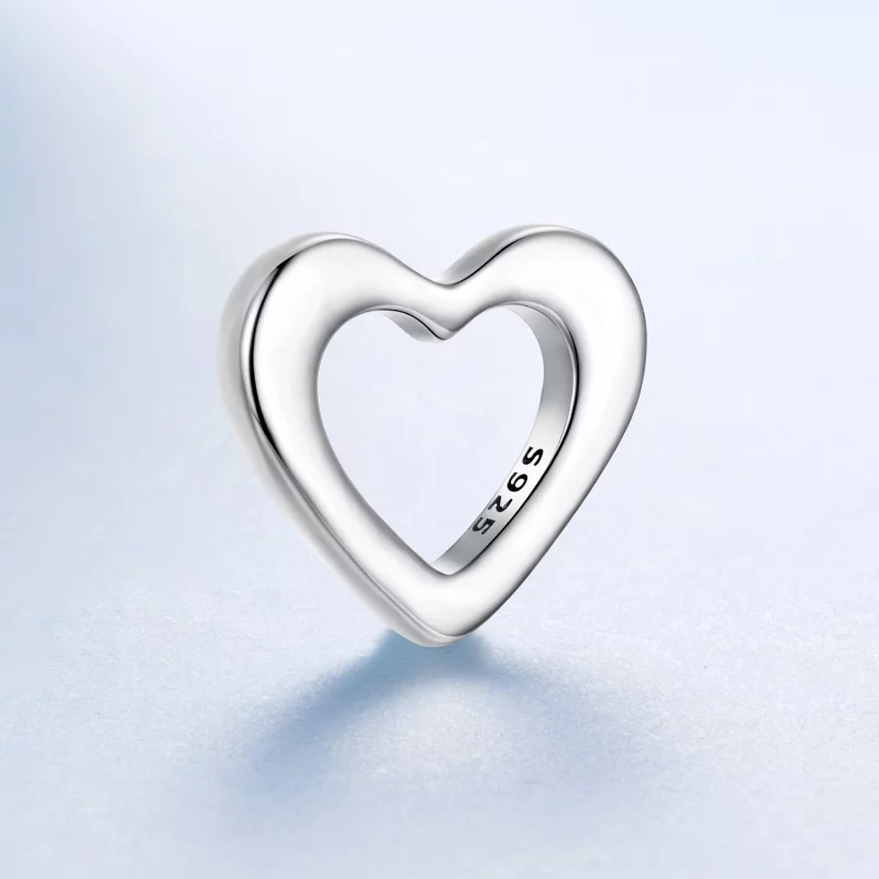 (image pour) Perle Pandora Style Cœur en Argent 925 Oxydé - Charme Amour - BSC1137 - Afficher 2