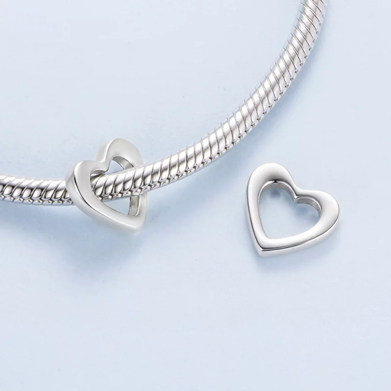 (image pour) Perle Pandora Style Cœur en Argent 925 Oxydé - Charme Amour - BSC1137 - Afficher 4