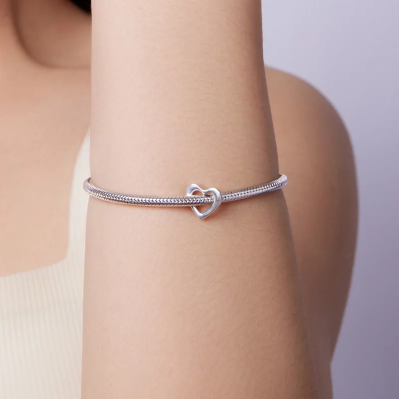 (image pour) Perle Pandora Style Cœur en Argent 925 Oxydé - Charme Amour - BSC1137 - Afficher 7