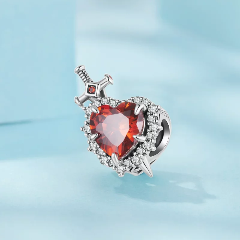 (image pour) Perle Pandora Style Cœur Épée en Argent 925 Oxydé avec Zirconium - SCC3123 - Afficher 2